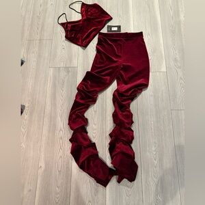 Fashion Nova Velvet Burgundy Leggings